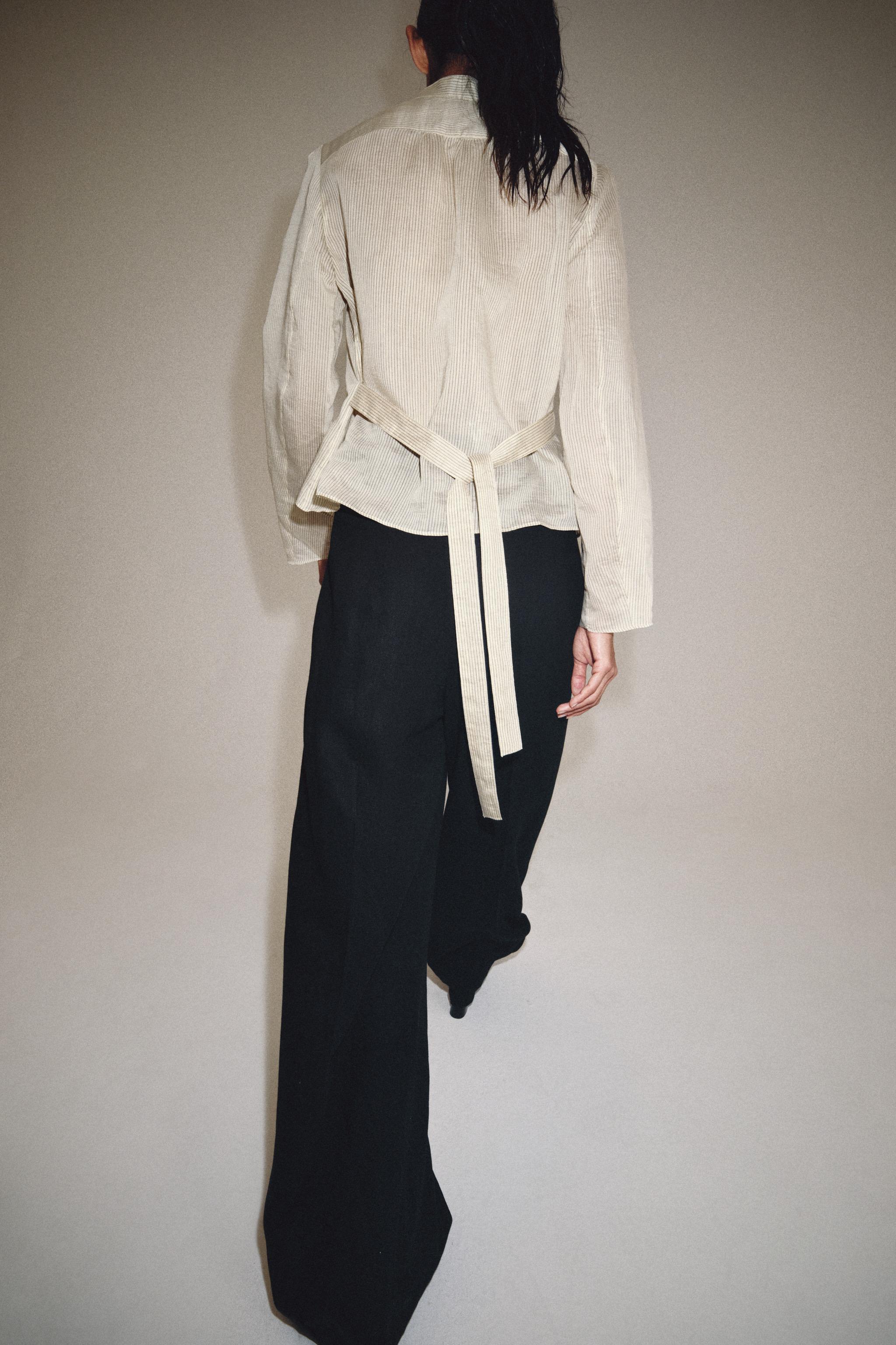 ZW COLLECTION STRIPED FROG CLASP SHIRT